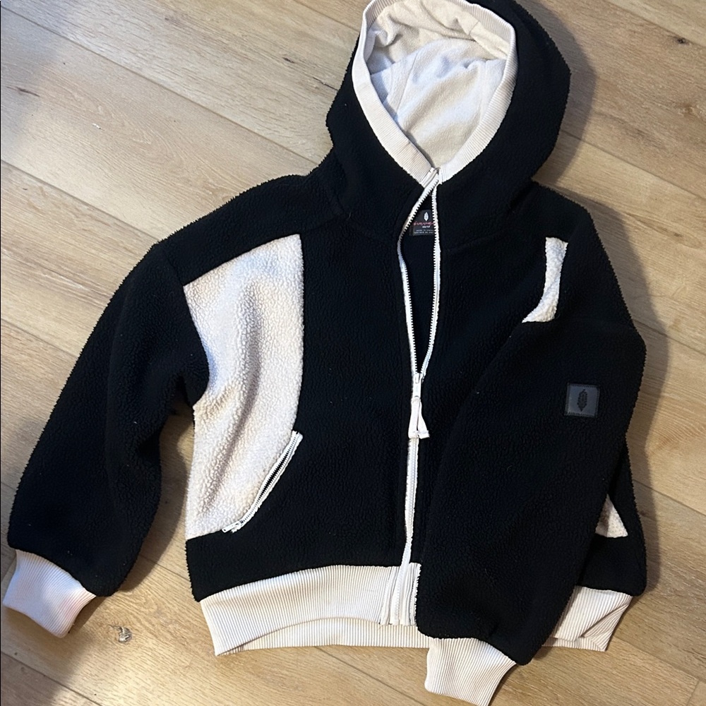 Free People Hit The Slopes Black And White Zip Up